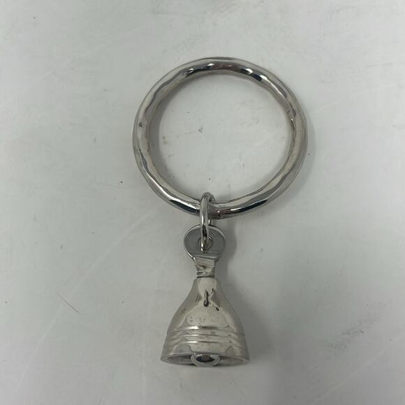 Rare Vintage Crate & Barrel Christmas Silver Bell Napkin Rings - Set of 4 - Picture 2 of 5